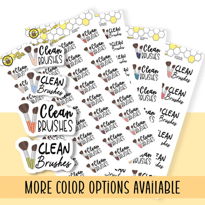 Clean Makeup Brushes Planner Stickers | Choose from 2 fonts and multiple colors | Planner Stickers |HC008