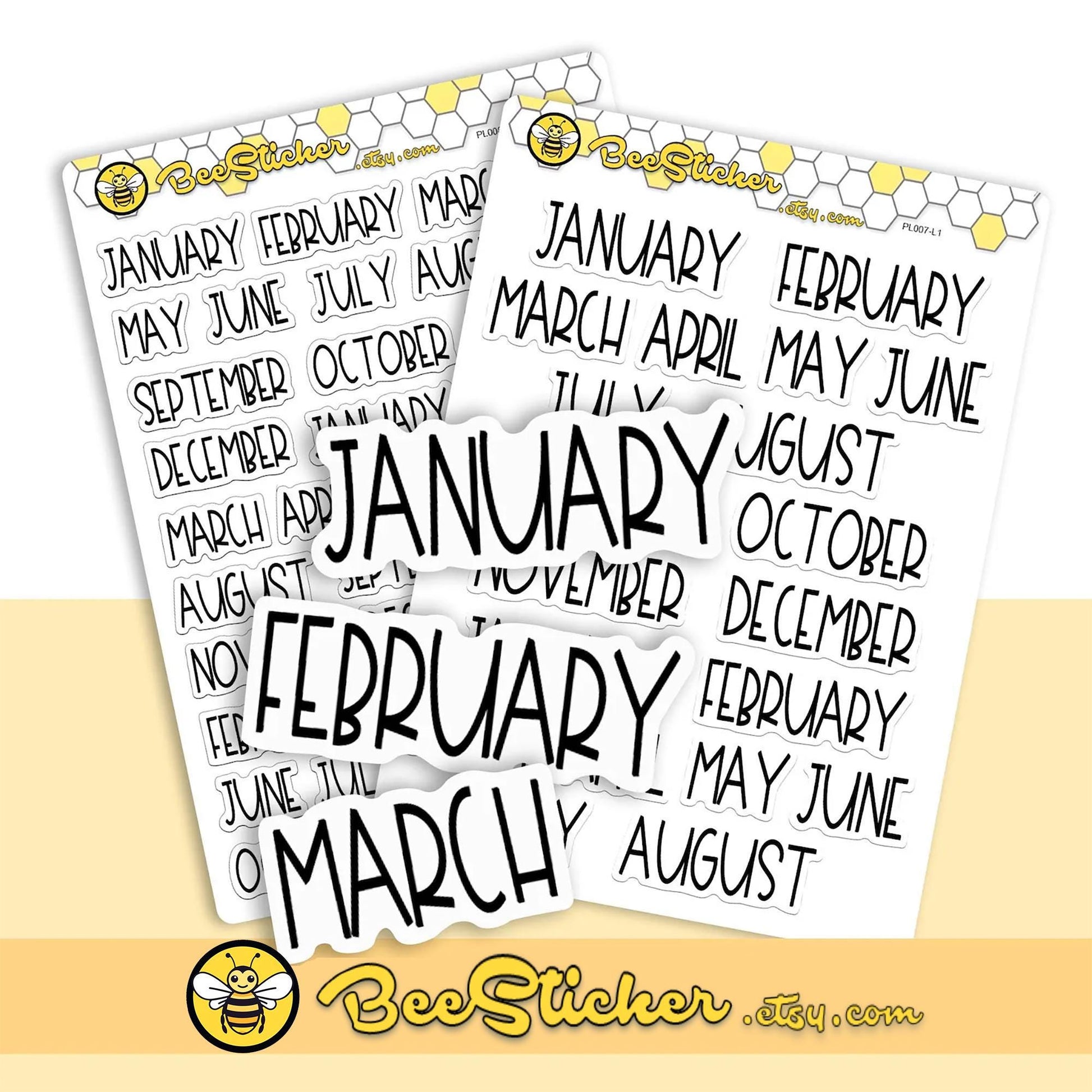 Mini Months of the Year Stickers | Choose from multiple colors | Planner Stickers | PL008