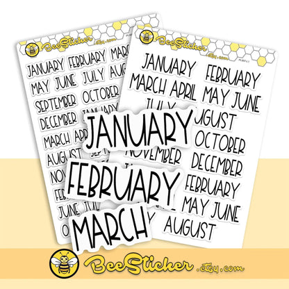 Mini Months of the Year Stickers | Choose from multiple colors | Planner Stickers | PL008