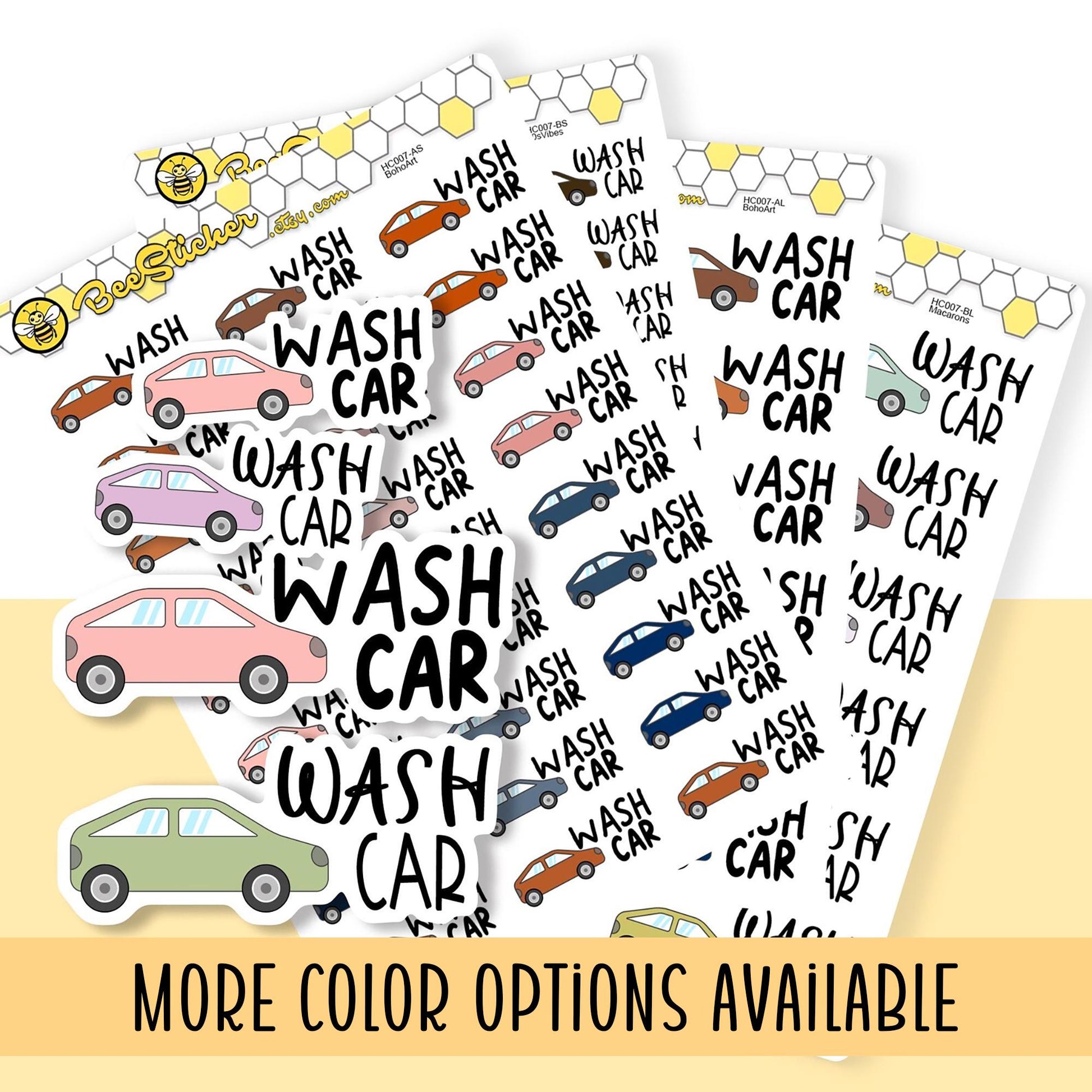 Wash Car Planner Stickers | Choose from 2 fonts and multiple colors | Planner Stickers |HC007