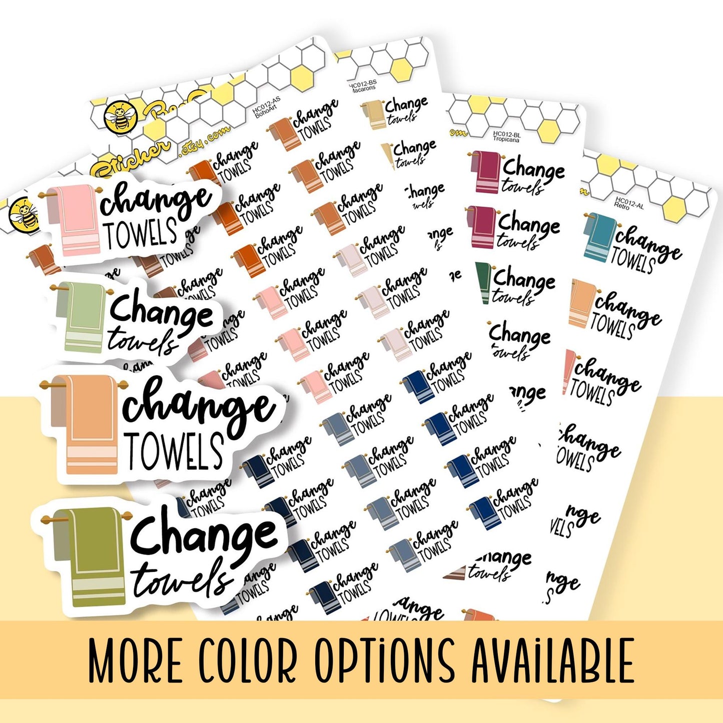 Change Towels Planner Stickers | Choose from 2 fonts and multiple colors | Planner Stickers |HC012