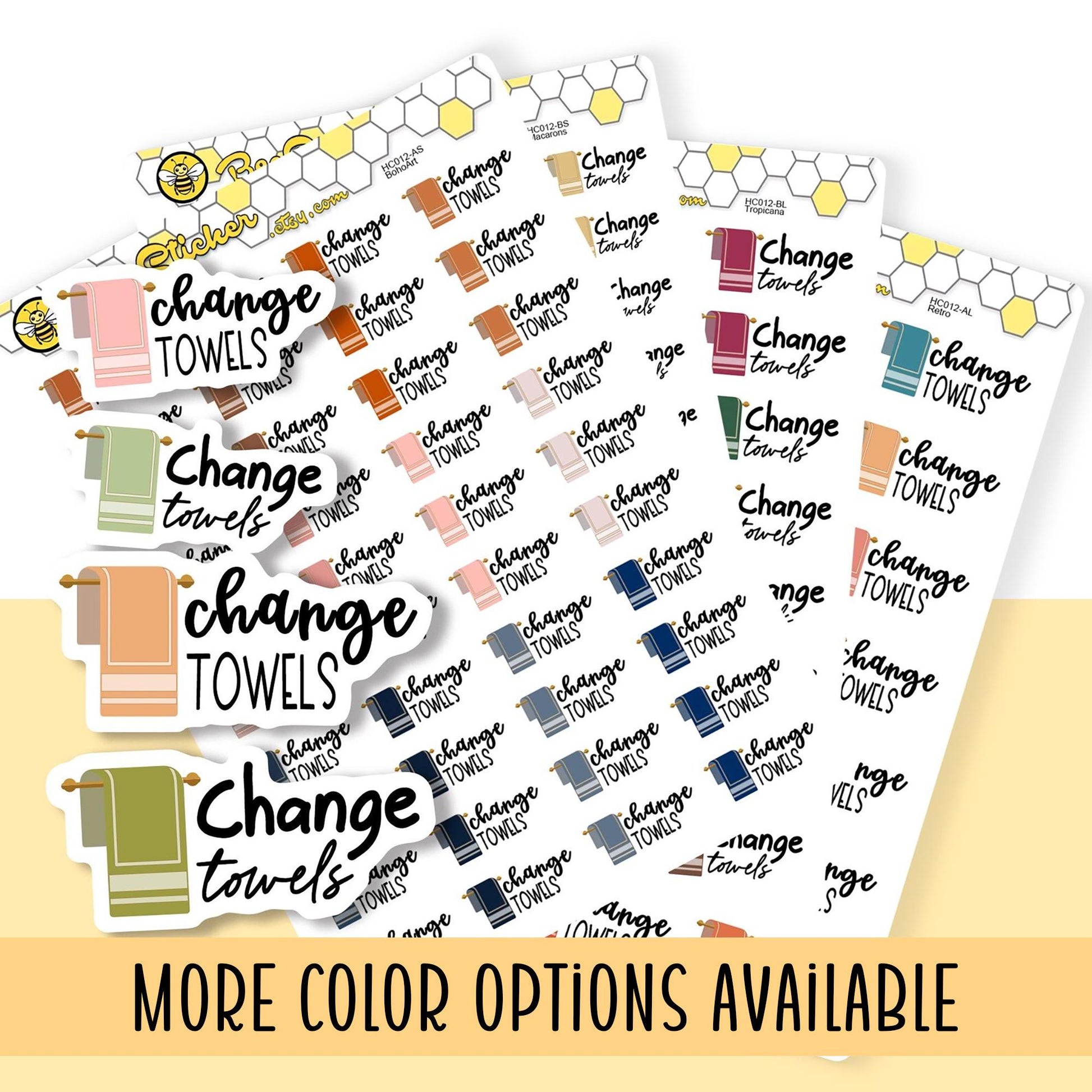 Change Towels Planner Stickers | Choose from 2 fonts and multiple colors | Planner Stickers |HC012