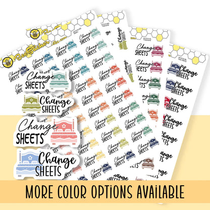 Bed Sheet Change Stickers | Choose from 2 fonts and multiple colors | Planner Stickers |HC019