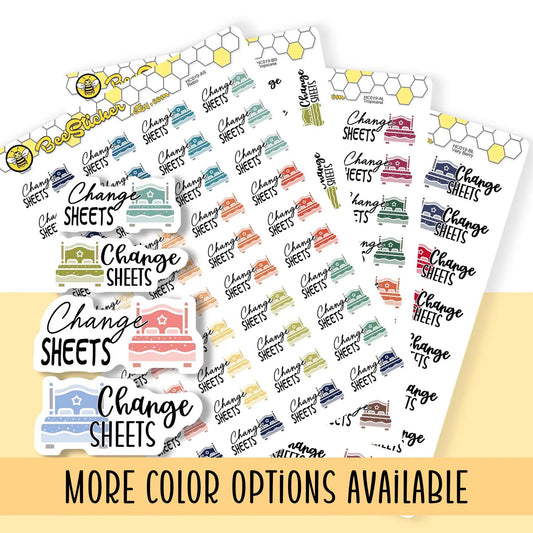 Bed Sheet Change Stickers | Choose from 2 fonts and multiple colors | Planner Stickers |HC019