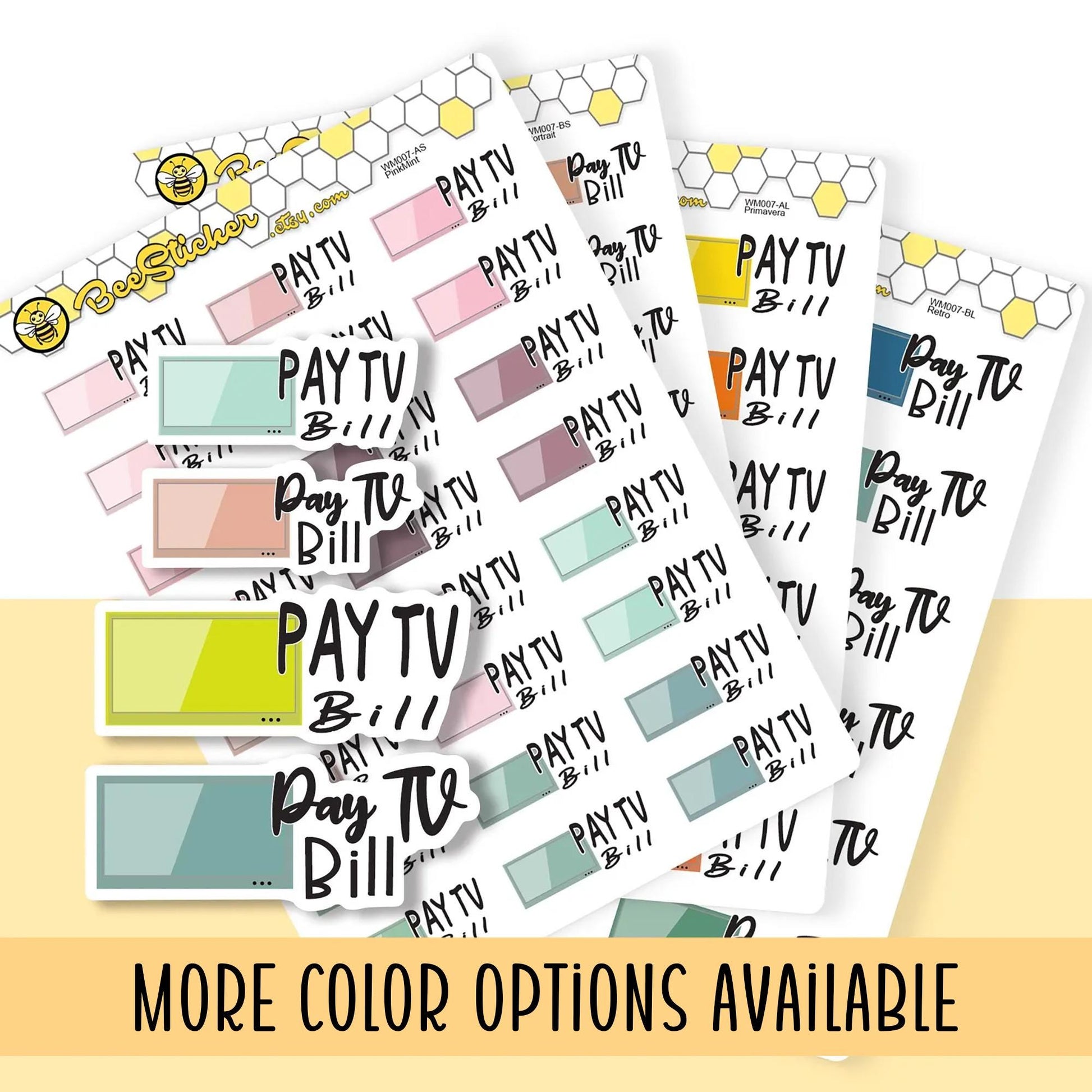 Pay TV Bill Stickers | Choose from 2 fonts and multiple colors | Planner Stickers |WM007