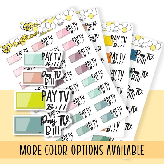 Pay TV Bill Stickers | Choose from 2 fonts and multiple colors | Planner Stickers |WM007
