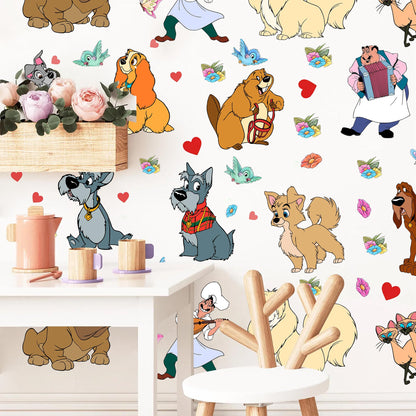 Lady and the Tramp Dog Wall Decals | Vintage Cartoon Nursery Stickers