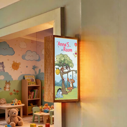 Personalised Winnie the Pooh Room Sign Light – Custom Name Nursery Door Sign