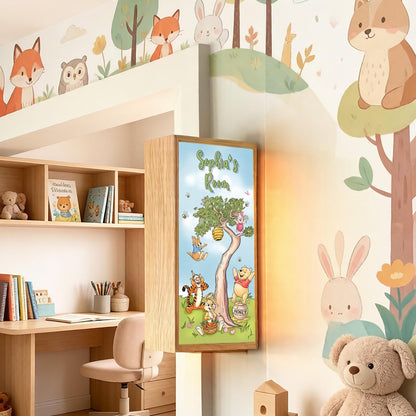 Personalised Winnie Honey Bear Room Sign Light – Custom Name Nursery Door Sign