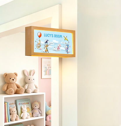 Custom Winnie the Pooh Nursery Name Sign Light – Personalised Kids' Room Door Sign