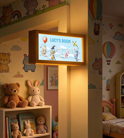 Custom Winnie the Pooh Nursery Name Sign Light – Personalised Kids' Room Door Sign