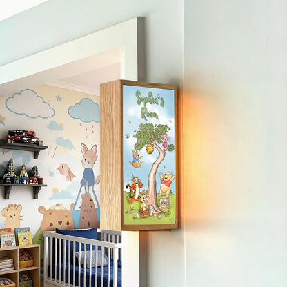 Personalised Winnie Honey Bear Room Sign Light – Custom Name Nursery Door Sign