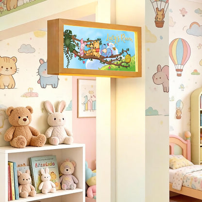Personalised Winnie the Pooh Name Sign Light – Custom Nursery Door Sign for Kids