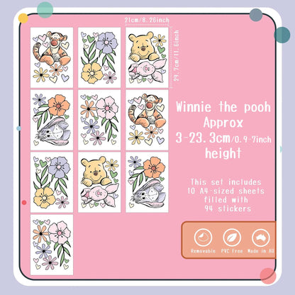 Winnie the Pooh Wall Decals Floral Nursery Decor Pooh Piglet Tigger Eeyore Stickers