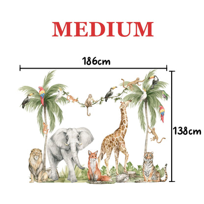 Safari Wall Decals Jungle Animals Wall Stickers Giraffe Elephant Kids Room Decor