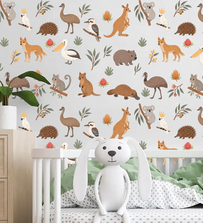 Australian Animal Wall Decals Nursery, Koala Kangaroo Wombat Stickers Kids Room Decor