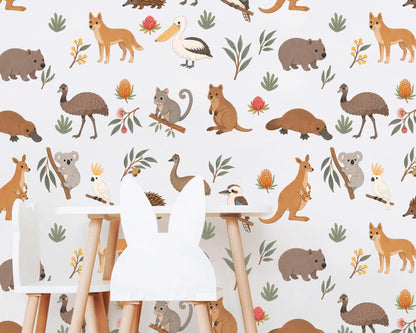 Australian Animal Wall Decals Nursery, Koala Kangaroo Wombat Stickers Kids Room Decor