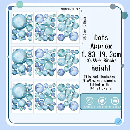 Blue & Green Bubble Wall Decals – PVC-Free Fabric Nursery Stickers