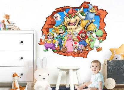 Super Mario Remove NurseryWall Decals – Princess Peach，Luigi,Toad,Yosh,Mario Nursery Decor