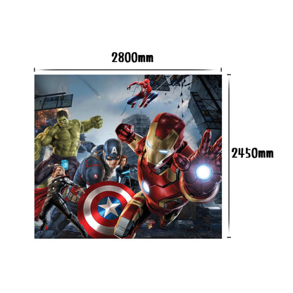 Avengers Superhero Wall Mural for Kids | Hulk Iron Man Spider-Man Wallpaper | Galaxy 3D Break Wall Decal