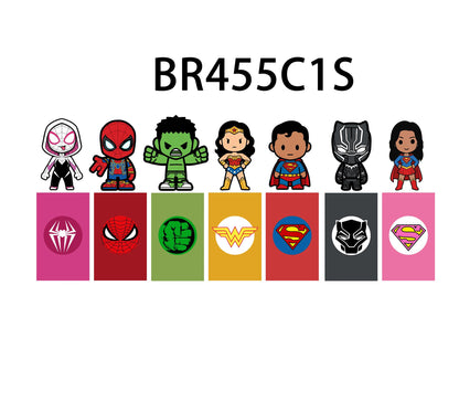 Marvel Superheroes with Logo Flags Wall Decal - Spiderman Iron Man Captain America - Boys Room Decoration