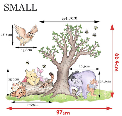 Watercolour Vintage Winnie and Friends Wall Decal Sticker - Wall Decal for Nursery