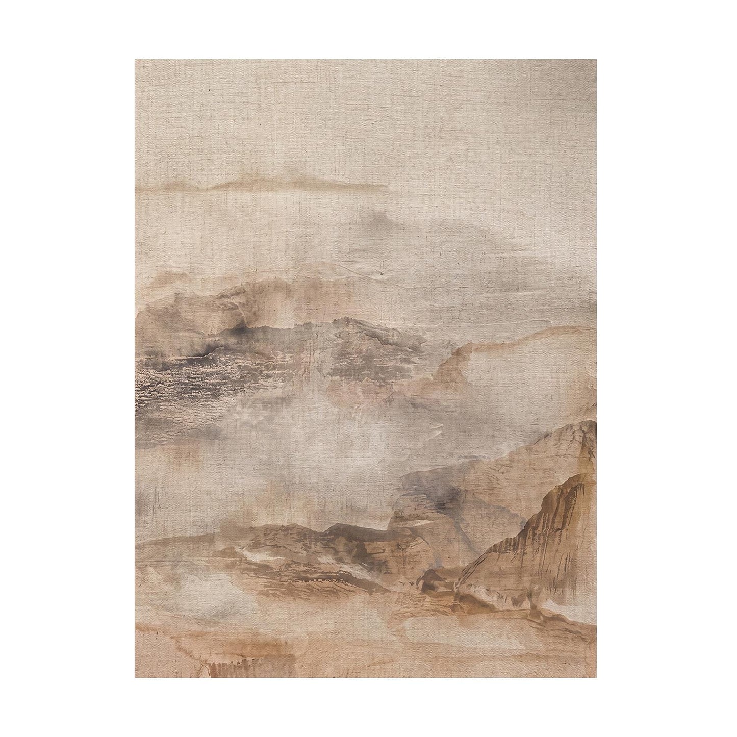 Neutral Abstract Landscape Canvas Print, Beige Mountain Wall Art