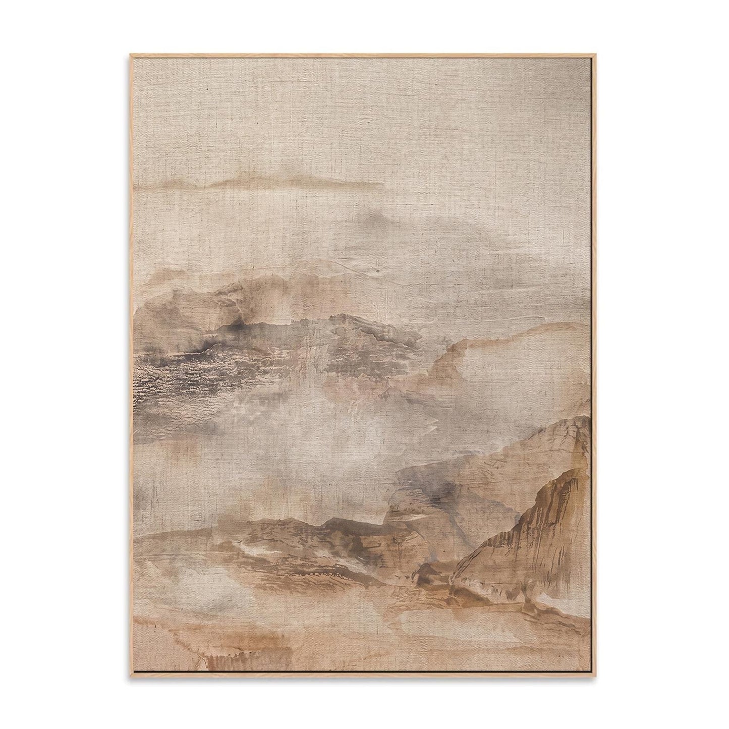 Neutral Abstract Landscape Canvas Print, Beige Mountain Wall Art