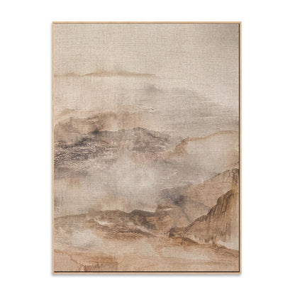 Neutral Abstract Landscape Canvas Print, Beige Mountain Wall Art