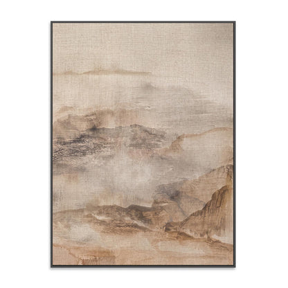Neutral Abstract Landscape Canvas Print, Beige Mountain Wall Art