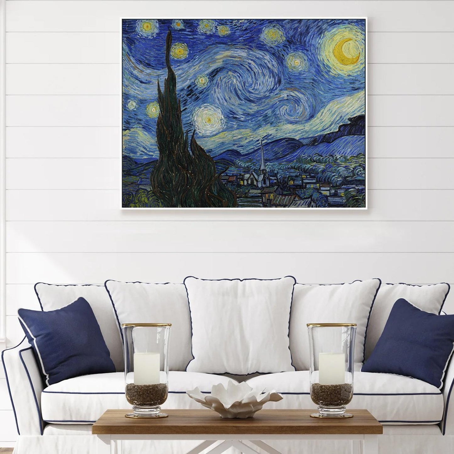 Vincent van Gogh Starry Night Canvas Print, Blue Moon Wall Art
