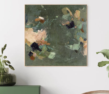 Sage Green Abstract Wall Art, Organic Modern Canvas Print