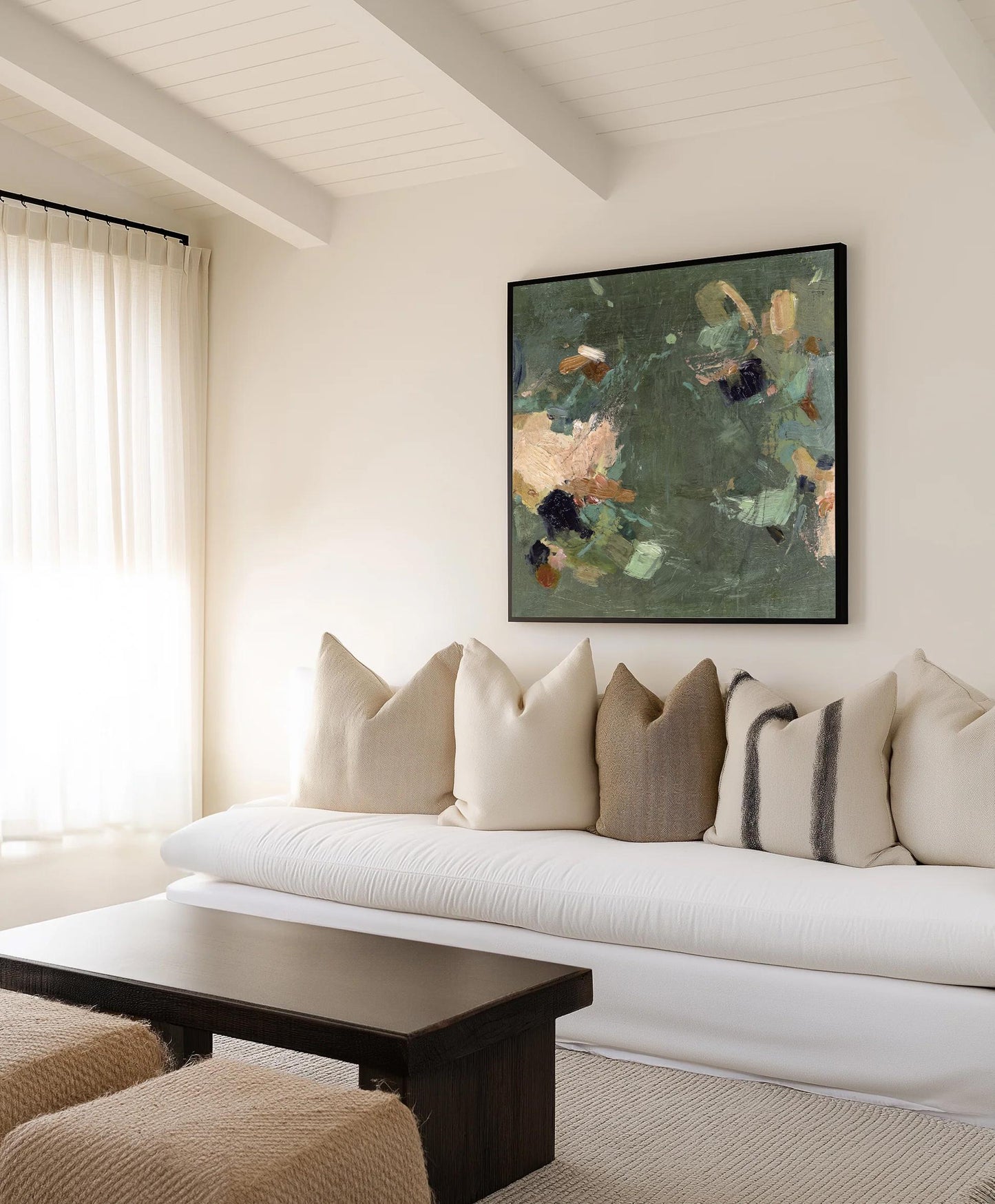 Sage Green Abstract Wall Art, Organic Modern Canvas Print