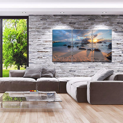 Framed canvas prints seascape print time-lapse wall art sunset beach rock view