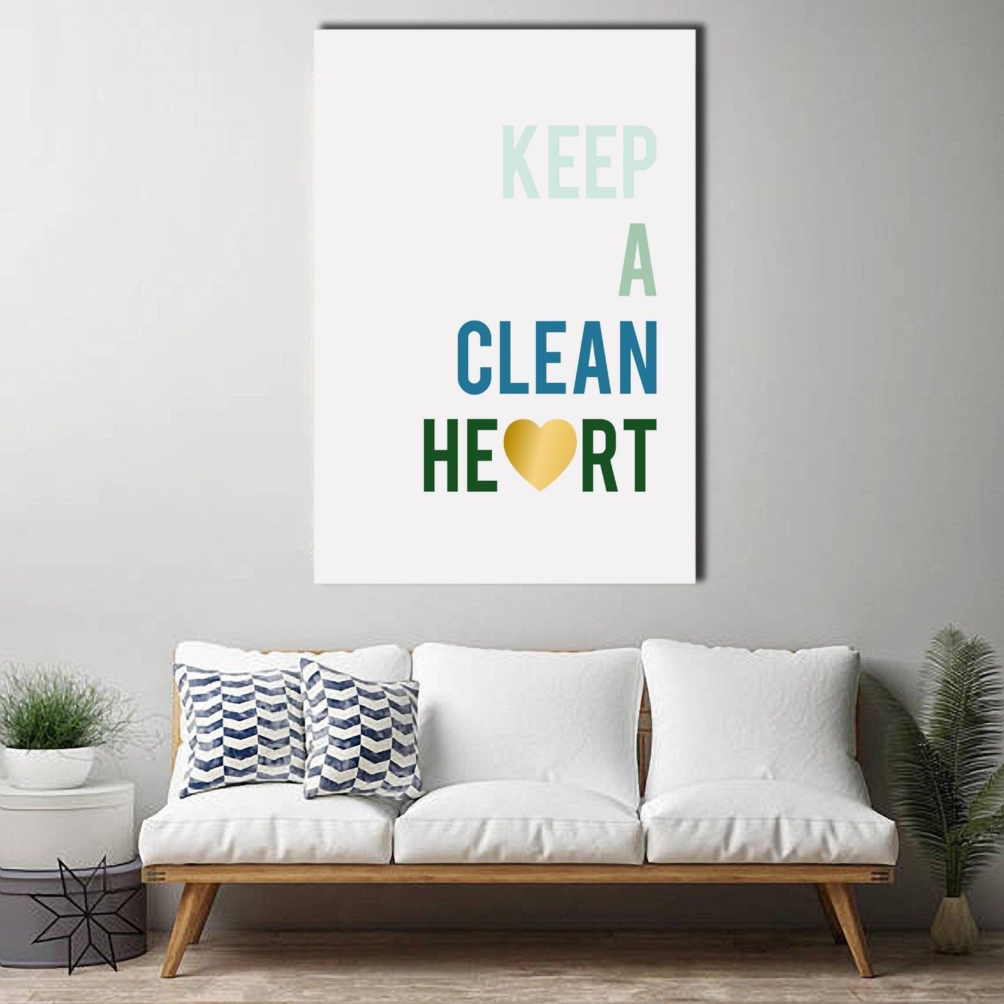 Keep a clean heart Framed Canvas Wall art Living room