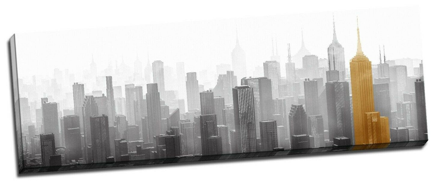 Modern City Line Drawing Stretched Canvas Prints Wall Art Home Decor Framed