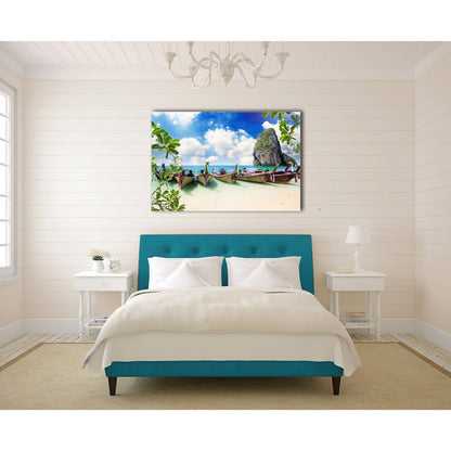 Framed Canvas prints Beach view boat Thailand Riley modern wall art home decor