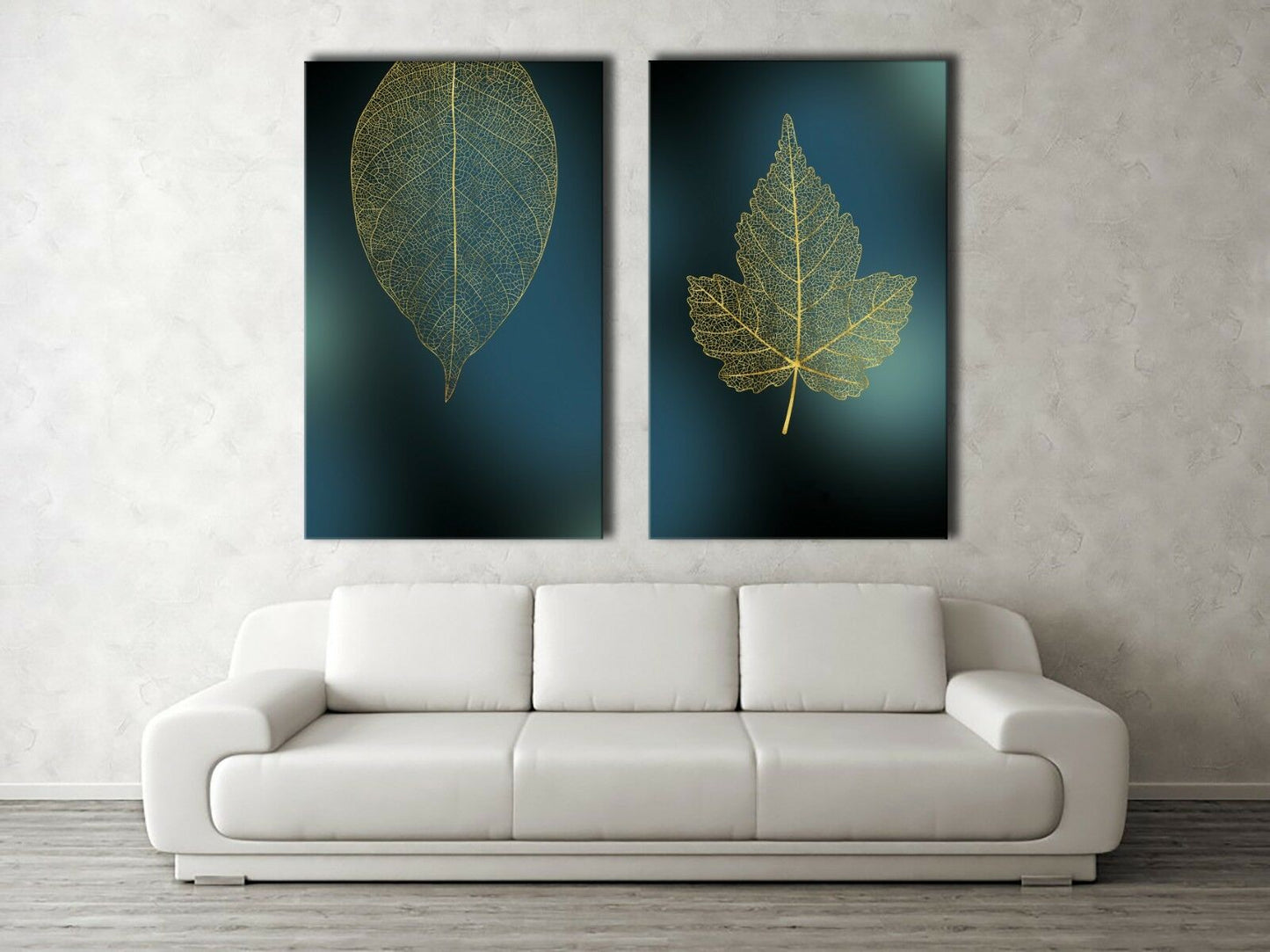 Gold Leaf veins on Green Framed Canvas Print Abstract Dinning Room Wall Art