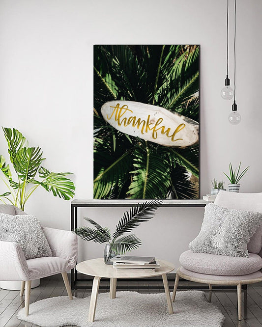 Thankful Tropical Plant Canvas Stretched Framed Printed abstract print