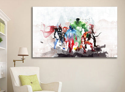 Framed Canvas Prints Stretched Watercolor Avengers Hero Wall Art Decor Painting