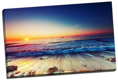 80x50x3cm Framed Canvas Prints Ocean Sea Time Lapse Photo Big Wall Art