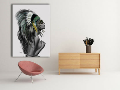 Native American Indian Girl Framed Canvas Wall Art Print Wall Home Decor