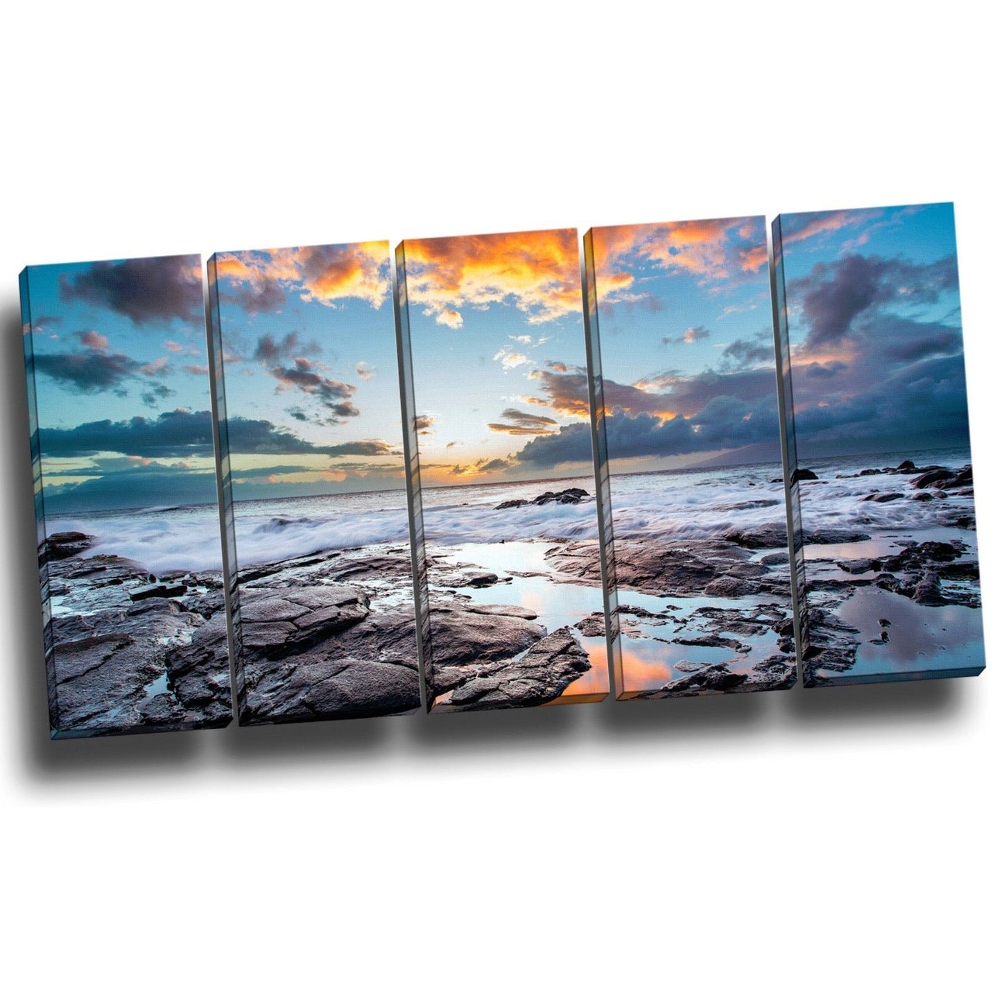 Framed seascape time-lapse canvas Sunset beach ocean rock view wall sea art