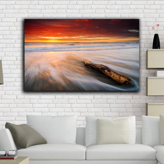 Framed Canvas prints time-lapse Beach rot wood sunset sunrise modern wall art