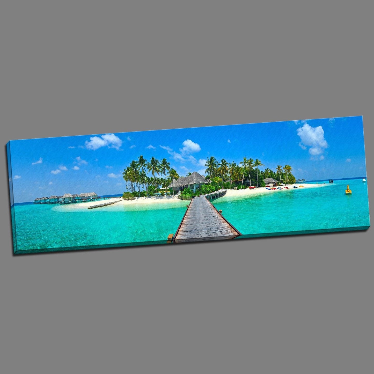 Maldives Sea Beach Bridge Coral Tropical Landscape FRAMED CANVAS PRINT
