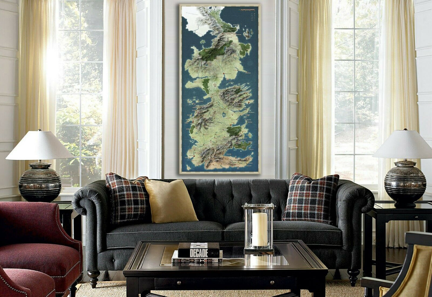 Game of Thrones Westeros Map Framed Canvas Prints Wall Decor Painting Big Size