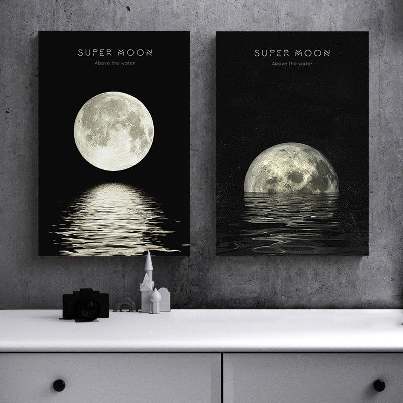 Moon Phase Framed Canvas Prints Moon Eclipse Modern Wall Art Home Decor Print