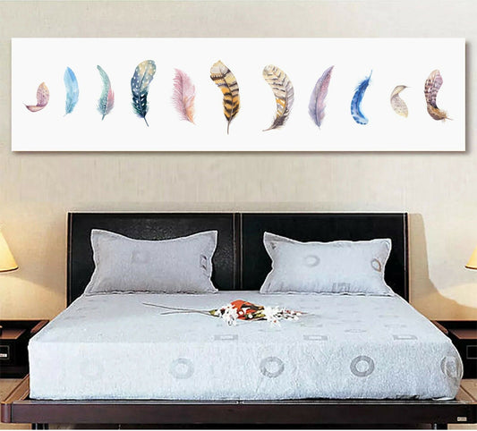 Watercolor Feathers Stretched Canvas Prints Framed Wall Art Home Decor Painting