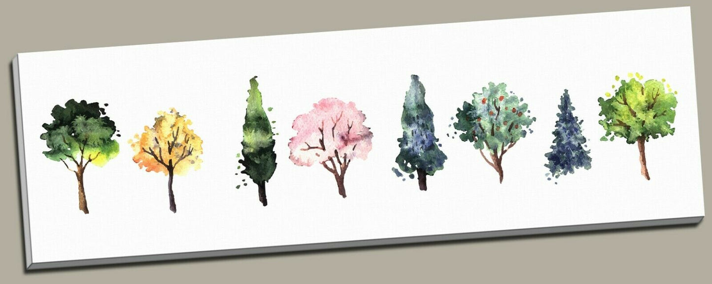 Colorful Trees Stretched Canvas Prints Framed Wall Art Home Decor Watercolor