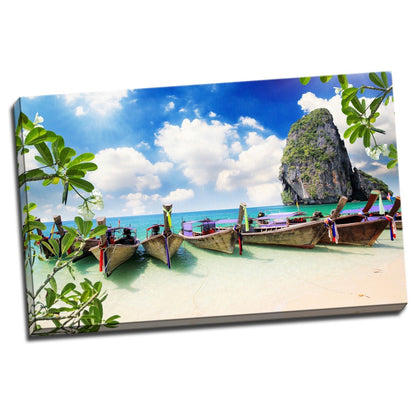 Framed Canvas prints Beach view boat Thailand Riley modern wall art home decor